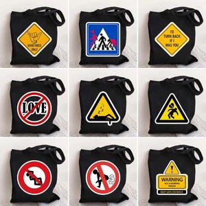 Evening Bags Love Is Forbidden No Entry Man Climbed Farting Sign Tote For Women Canvas Shoulder Bag Large Reusable Handbags