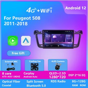 Android Video Octa Core 10-Zoll-Touchscreen-Auto-GPS-Videoradio für PEUGEOT 508 2011-2018 DVD-Player-Musiksystem