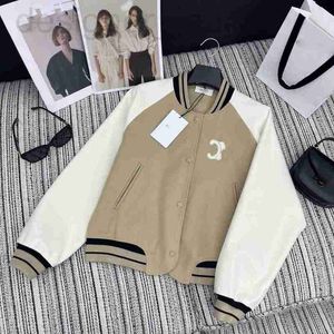 Jaquetas femininas designer outono e inverno novo ce nayou gaoding casual estilo esportivo coreano minoria moda bordado contraste cor casaco de beisebol uqan