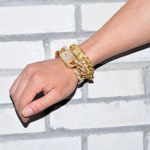 الرجال Zircon Cuban Link Bracelet الهيب هوب المجوهر