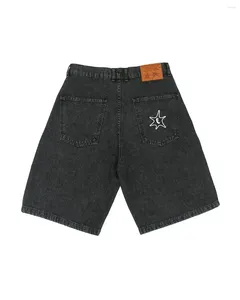 Herren Shorts Y2K Herren Harajuku Hip Hop Brief Grafik Stern bestickt Baggy Black Denim Übergroße Gothic Gym Basketball