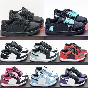 Jumpman 1 Kids Low Basketball Shoes Boy Girl Shoes Obsidian Chicago Bred Dark Mocha outdoors Sneakers Multi-Color Size 24-35