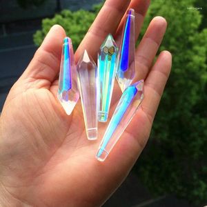 Ljuskrona kristall 100 st 55 12mm ab color icicle prismor droppar hängande hängen (gratis ringar) för delar pärlor gardin tillbehör