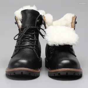 Boots Natural Wool Winter Genuine Cow Leather Warmest Men #YM1570