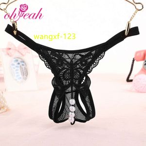 Wholesale lady panty pearl lace panties crotchless erotic lingerie underwear thongs and g string sexy for women