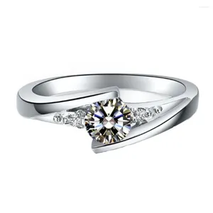Cluster Rings Genuine Solid 18K White Gold Jewelry 0.5CT Moissanite Diamond Ring Engagement D Color VVS1 Brilliant Forever Gift