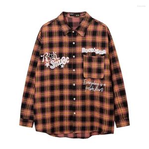 Männer Casual Hemden Oversize Plaid Gedruckt Langarm 2023 Unisex Streetwear Chic Check Tops Drehen-unten Kragen Herbst für Männer