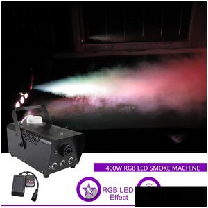 Macchina del fumo Macchina per bolle Sharelife Mini 400W Rgb Led Telecomando portatile Fumo bianco DJ Party Show Effetto illuminazione scenica Hine Otbwx