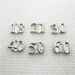 Charms 60st/Lot Mix 18 21 30 40 50 60 Number Floating Living Glass Memorty Lockets Pendants Diy Jewelry