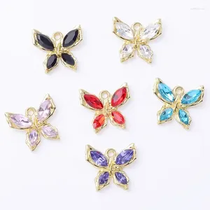 Charms WZNB 10Pcs/lot Crystal Butterfly Moth Alloy Pendant For Jewelry Making Diy Craft Earring Necklace Accessories Wholesale