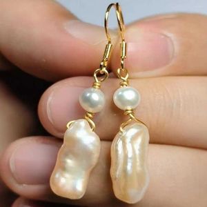 Dangle Earrings Natural Baroque Pink Pearl 14K Aquaculture Halloween Beautiful Easter Freshwater Thanksgiving Accessories