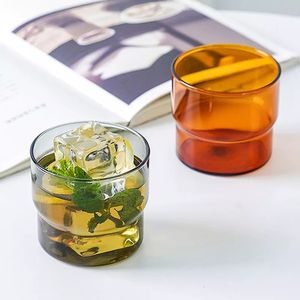 Tumblers Retor Colorful Glass Cup Coffee Mug Origami Style Transparent Juice Water Tea Ice Beer Rearantant Drinkware Smoothie 230413