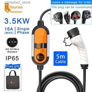 Accessori per veicoli elettrici feyree Type2 EV Caricatore portatile 16A 3,5KW Type1 j1772 Cavo di ricarica adattatore 5 m con presa Schuko EVSE Wallbox per auto elettrica Q231113