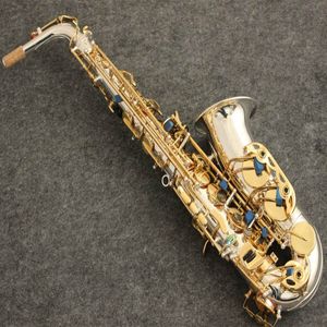 Högkvalitativ japansk modell A-901 Musikinstrument EBTUNE Silverpläterad ALTO SAXOPHONE med Reed Munstycke Väska