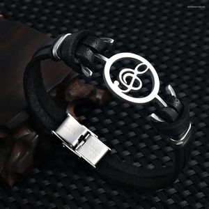 Braccialetti con ciondoli Acciaio inossidabile Simbolo musicale Bracciale gioielli da uomo Materiale in titanio Semplice alla moda alla moda Commercio all'ingrosso a mano