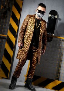 Tute da uomo S 6XL Moda Stampa leopardata Blazer lunghi Giacche Abiti Bar Discoteca Cantante DJ Stage outfit Rock Hip Hop Costumi 231113
