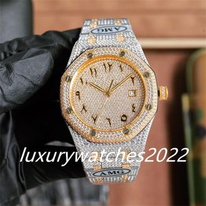 Luxury Mens Watch 41 mm All Diamonds Gypsophila Automatyczne mechaniczne przejrzyste ruch Sapphire Glass Wzgórza Jakość zegarek