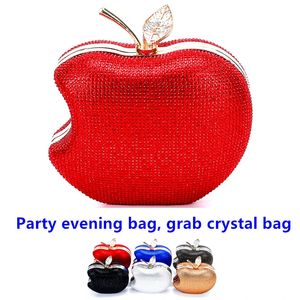 Borse da sera a forma di mela Party Crystal Hand Grab Mini borsa da sera può all'ingrosso Moda Red Crossbody Ladies Blu Rosso Oro Silv 231113