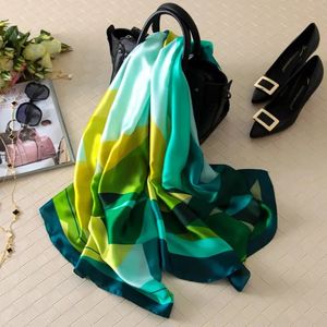 Sarongs 180*90cm Women Scarf fashion Summer Silk Shawl Lady Wrap Soft Female Europe Designer beach bandanna foulard muffler girl pareo 231113