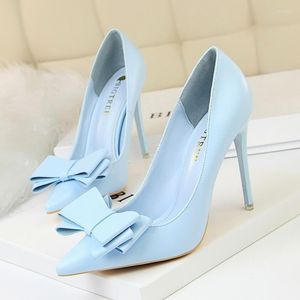 Dress Shoes Comemore Luxury High Heels Women's Pink Stiletto Casual Women Office Basic Pump Ladies Footwear 2023 Bow Woman Pumps