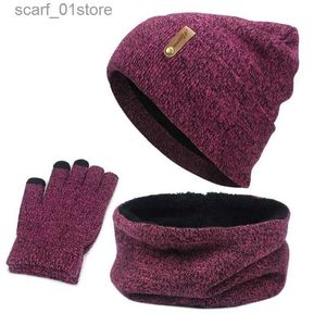 Hats Scarves Sets Winter Hat Scarf Gs 3 Pieces Set Warm Knitted Women Men Outdoor Skiing Winter Sets Unisex Wool Cs Warm Hat AccessoriesL231113