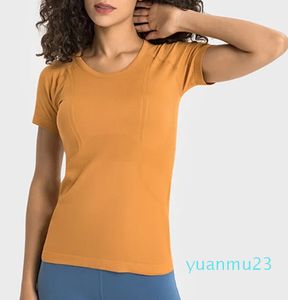 ll Women Yoga Outfit Short Sleeve Crew Neck Breathable Seamless Fintness Gym Short Top Summer Shirts