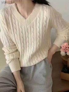 Kvinnors tröjor Casual Short Pullovers Lady Sweater V-ringen Slim Solid Womens Jumper 2023 Autumn Winter Fe Long Sle Twist Sticked Topl231113