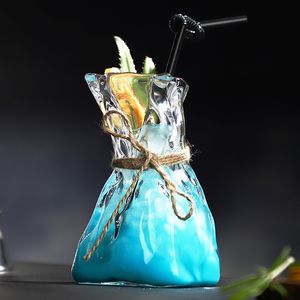 Tumblers 창의적 인 주름 칵테일 안경 바 유리 제품 와인 유리 레스토랑 주스 커피 컵 꽃병 장식품 230413