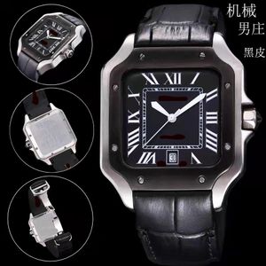 Top Quality Men Fashion Watch Classic Square Design Stainless Steel Mens Watches Automatic Movement Glide Sweep Move Wristwatches Clock a30