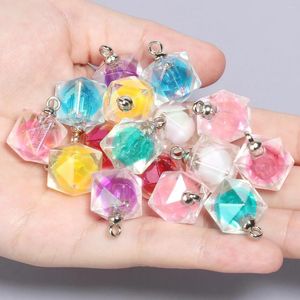 Pendant Necklaces 10Pcs 21x15mm Polygon In Beads Acrylic Small Charms Size 8 Colors For Jewelry Making DIY Necklace Accessories