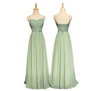 Custom Made Green Bridesmaid Dresses Elegant Women Gown Girls Lace Up Long Chiffon Graduation Prom Wedding Party Dress