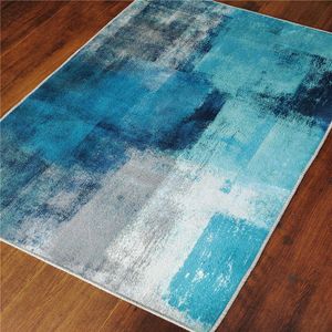 Carpets Gray Blue Color Nordic Abstract Art Rug Living Room Hallway Carpet Modern Oil Painting Pattern Carpet For Bedroom Doormat W0413