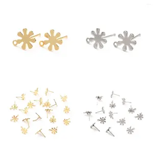 Studörhängen Kissitty 200st Gold Color Plated Flower Shape rostfritt stålfynd med stift DIY -smycken