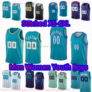 Niestandardowe S-6xl Nowa koszykówka 24 Brandon Miller Jersey zszyte 1 lamelo Ball 20 Gordon Hayward 3 Terry Rozier III Miles Bridges Kai Jones Mark Williams Kai Jones Jerseys