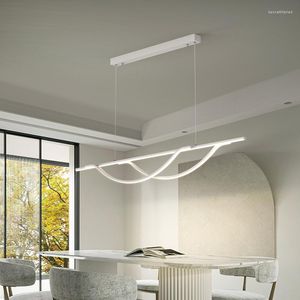 Pendant Lamps Led Restaurant Chandelier Nordic Simple Dining Room Bar Table Lamp One-word Strip Lights Home Indoor Decor Lighting
