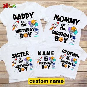 Family Matching Outfits Outer Space Birthday Matching Outfits Family T Shirt Toddler Family Astronaut Shirts Custom Name Baby Clothes Space Party Shirts 231113