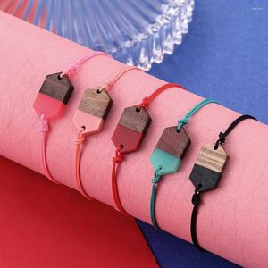 Charm armband yizizai vintage handgjorda skarv trä harts par armband geometrisk form flätat rep för kvinnliga män smycken gåvor