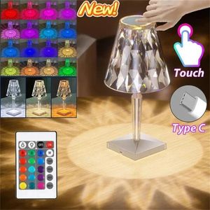Decorative Objects Figurines Touch LED Crystal Table Lamp Light 316 Colors Adjustable Romantic Atmosphere USB Rechargeable Night 231113