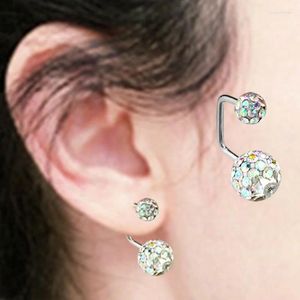 Kolczyki stadninowe 1PC Fashion Double Disco Balls Studs Stulowe stalowe kryształowe gwiazda Pendientes antyalergiczna biżuteria dla kobiet