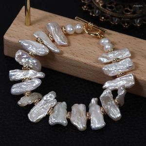 Urok bransoletki Vintage Naturalne perły słodkowodne dla kobiet biwa kijowe koraliki nieregularne barokowe bransoletka bransoletka fajna punkowa biżuteria