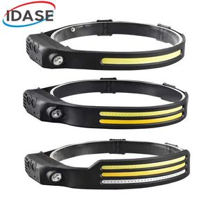 Head lamps Induction Headlamp COB LED Head Lamp with Built-in Battery Flashlight USB Rechargeable Head Lamp 5 Lighting Modes Head Light P230411