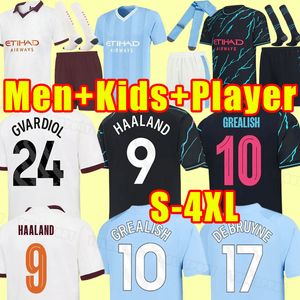 23 24 HAALAND SOCCER JERSEYS GREALISH MANS CITIES MAHREZ fans player version DE BRUYNE FODEN man football shirt kids kit sets uniform MAHREZ XXXL 4XL CITY