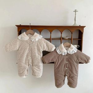 Clothing Sets 2023 Winter Plush Thicken Baby Romper Toddler Girls Boys Jumpsuit One-Pieces Bodysuits Padded Thickened Crawling Suit