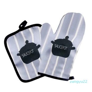 Five Fingers Gloves Oven Miand Pot Holder Cotton Heat Resistance Protection Comfort Thickened For Household 2-piece Set