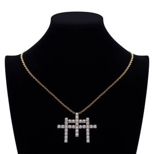 Hip hop shiny Cuban chain necklace Ice chain Punk M cross pendant full of diamonds zircon dance jewelry gifts for men and women