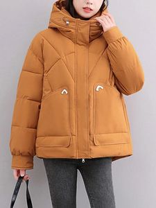 Trench da donna Giacca corta da donna Cappotto caldo spesso Imbottito in cotone con cappuccio Parka oversize femminile Mujer Outwear Top allentato casual