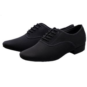 Men's Jazz Dance Sneakers Black Leather Oxford Upper Latin Salsa Tango Ballroom Shoes