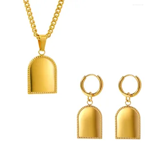 Halsband örhängen set jinhui senaste designklocka fodral hänge rostfritt stål 18 k guldpläterat elegant mode för kvinnliga smycken