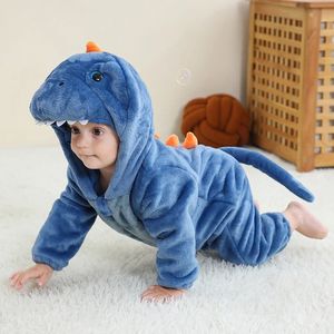 ROMPERS Toddler Blue Dinosaur Costume Tiger Flannel Zapowoczenne Soft Animal Romper Stroje Prezent Costium dla zwierząt dla dzieci Onesie 231113