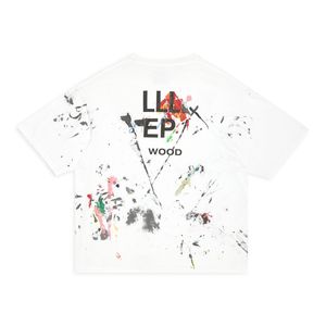 23fw vår sommar överdimensionerad tee usa graffiti stänk bläck hand målade tryck t shirt män kvinnor mode gata casual bomull thirt